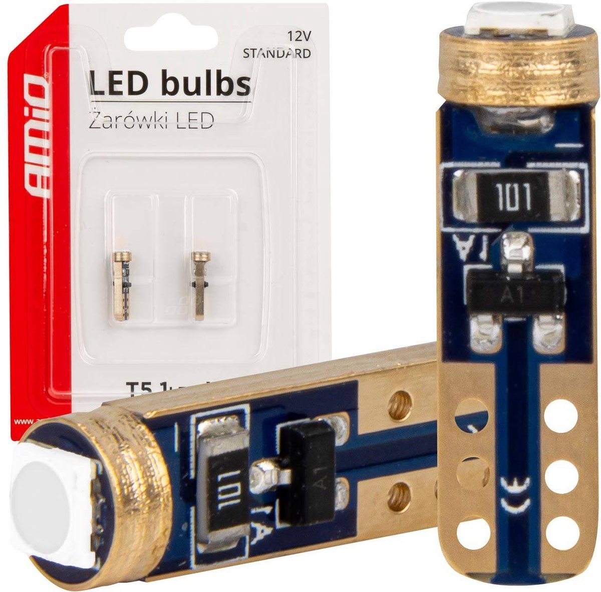 AMiO LED-LAMPEN STANDAARD Blauw T5 12V 3030 1LED HP Zonder Polariteit