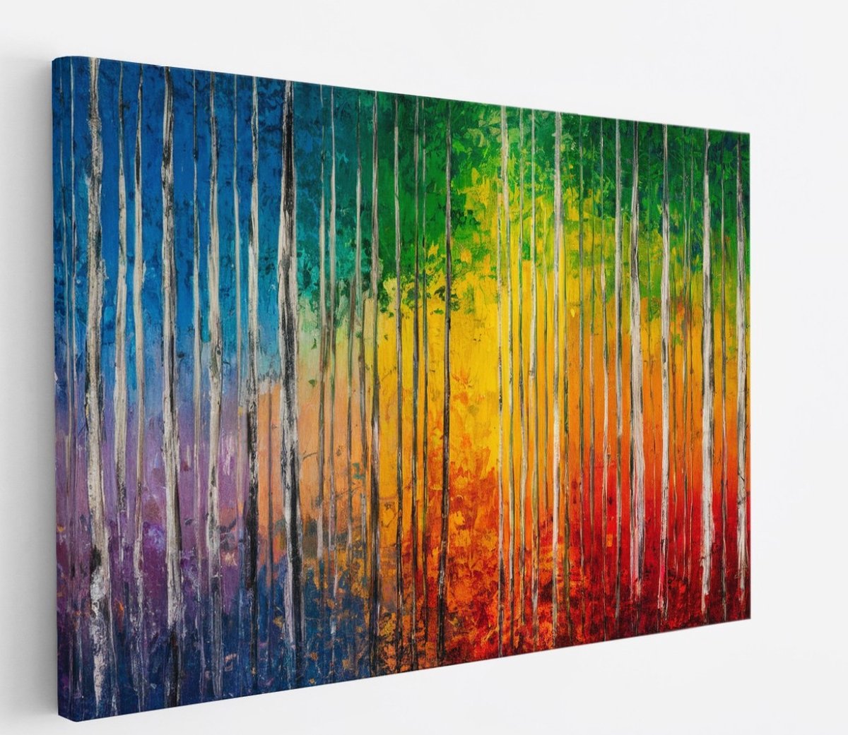 Saammp Canvas Schilderij - Kleurrijk - Abstract bos - Landschap - Natuur - 40x30 - Foto op canvas - Wanddecoratie - Muurdecoratie Woonkamer - Slaapkamer decoratie - Canvas Print Multicolor