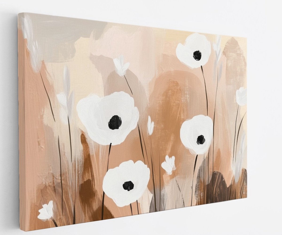 Saammp Canvas Schilderij - Minimalistisch - Bloemen - Natuur - Stijlvol - 60x40 - Foto op Canvas - Interieur Decoratie - Woonkamer Decoratie Multicolor