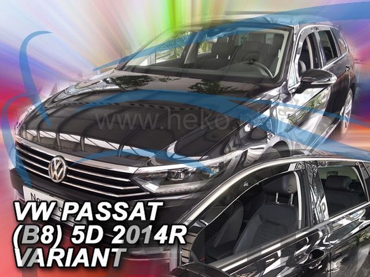 Zijwindschermen dark donker tbv VW Passat type B8 - 5-drs stationwagon/variant model 2014 - 2023 set V + A ramen