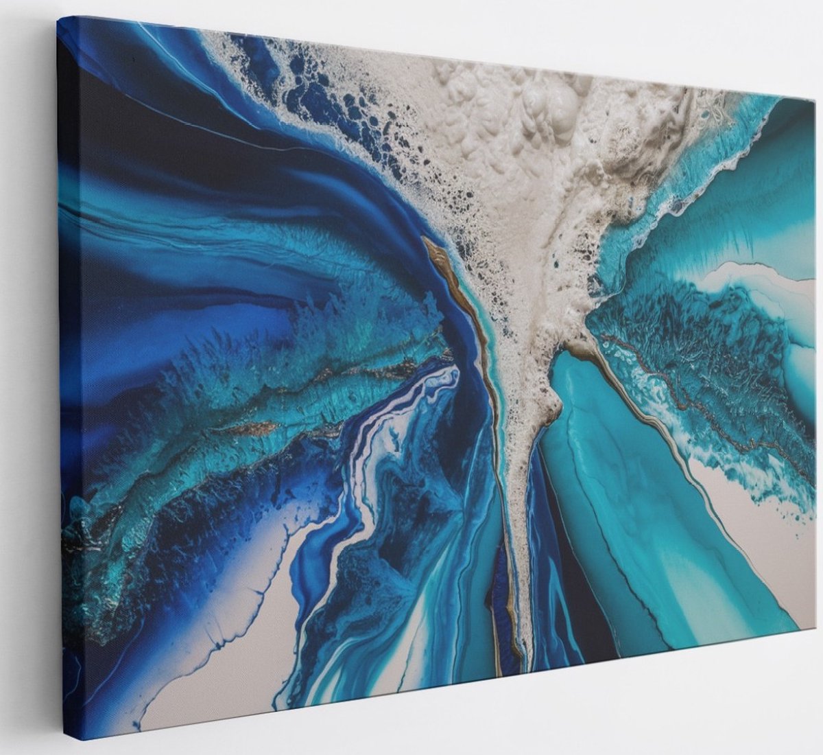 Saammp Canvas Schilderij - Turqoise - Blauw - Abstract - 30x20 - Foto op canvas - Wanddecoratie - Muurdecoratie Woonkamer - Slaapkamer decoratie - Canvas Print Multicolor