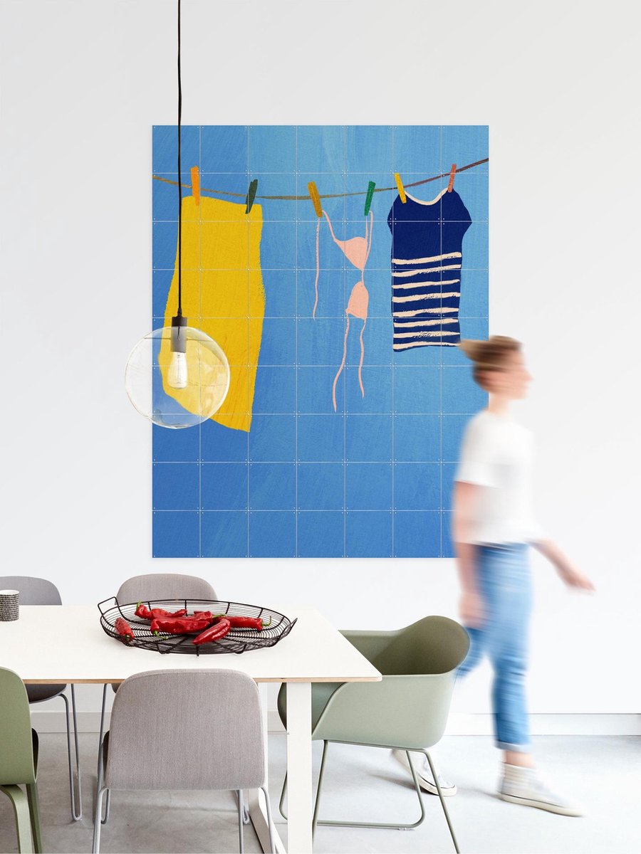 IXXI Laundry, Henry Rivers - 80 x 100 cm - Gratis ophangtool - Grote wanddecoratie en posters - Grafisch Ontwerp, Abstract, Minimalisme, Kleurrijk