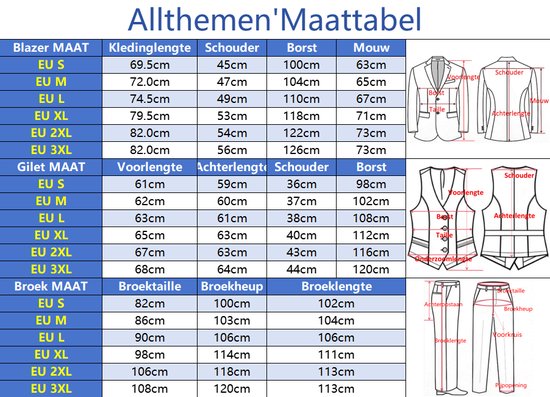 Costume 3 pièces Allthemen pour hommes - Costume décontracté pour hommes d'affaires - XL