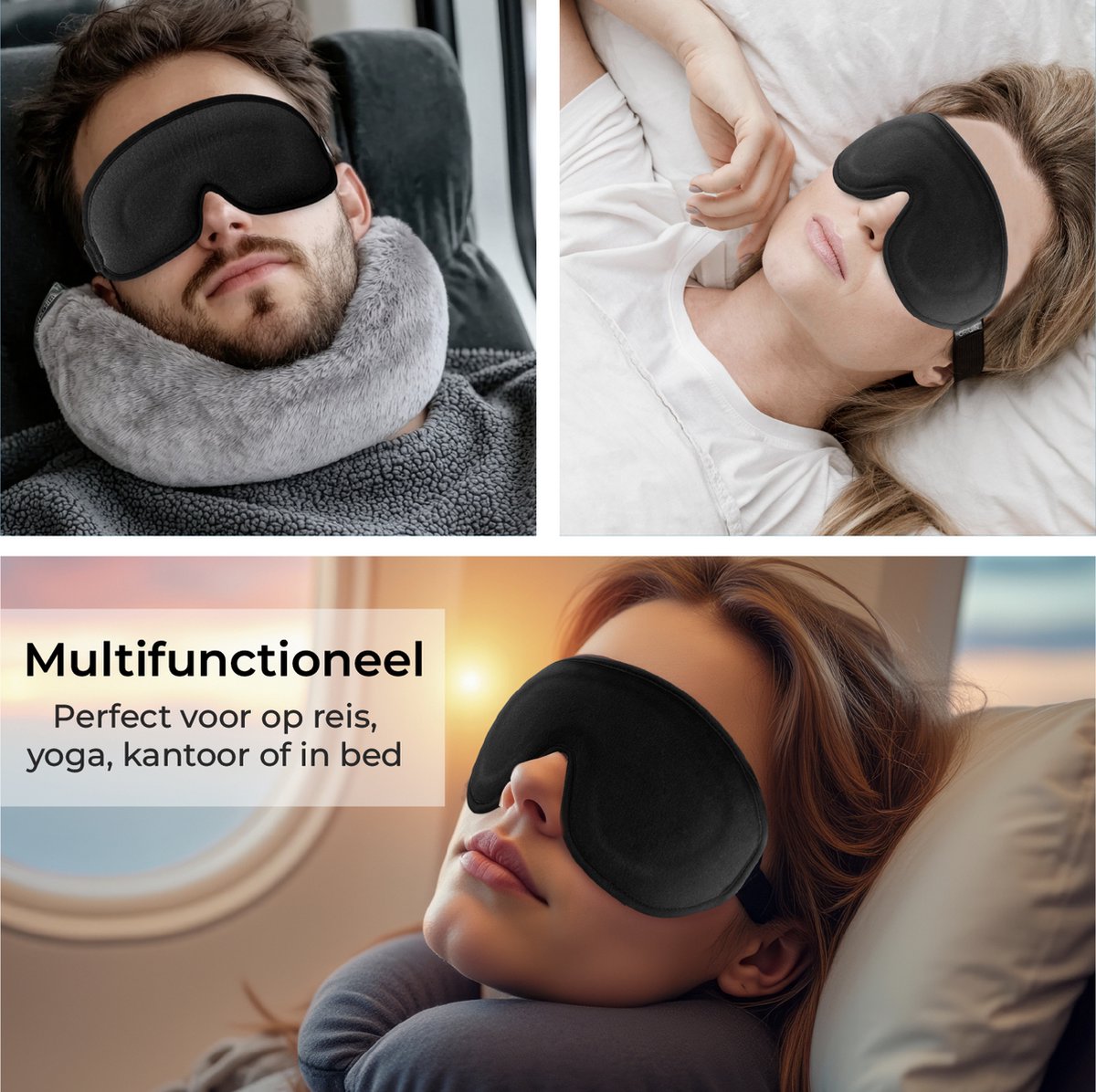 ORIGIN™ Luxe Slaapmasker - 100% Verduisterend Oogmasker - 3D Traagschuim - Slaap Masker - Oog Masker - Ergonomisch - Mannen & Vrouwen — afbeelding 6