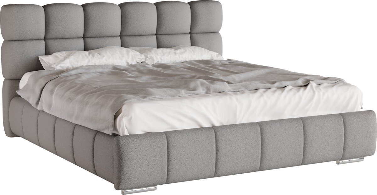 Homesy The Essence of Comfort Tweepersoonsbed Bliss 180 x 200 cm met opbergruimte, lattenbodem 7zonen Multipocketmatratze CIRA (24cm) Grijs