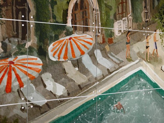 IXXI Secret Villa, Ekaterina Zagorska - 80 x 100 cm - Gratis ophangtool - Grote wanddecoratie en posters - Speels, Illustraties, Kleurrijk