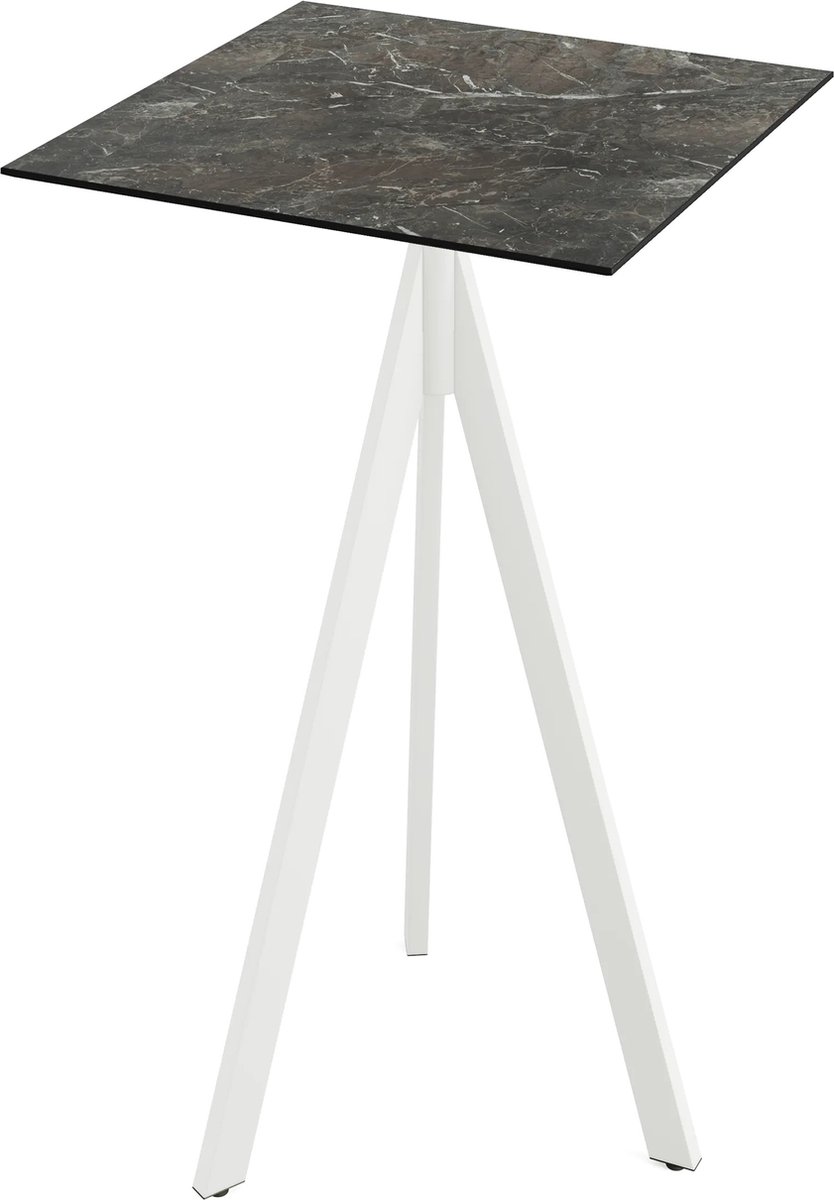 Essentials Infinity Tripod Statafel Wit Frame + Galaxy Marble HPL 70x70 cm - 140051577 - Horeca & Professioneel
