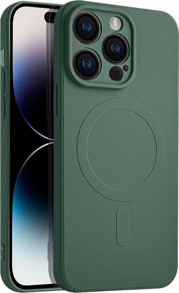 Casify Siliconen Hoesje geschikt voor MagSafe iPhone 14 Pro Hoesje - Legergroen
