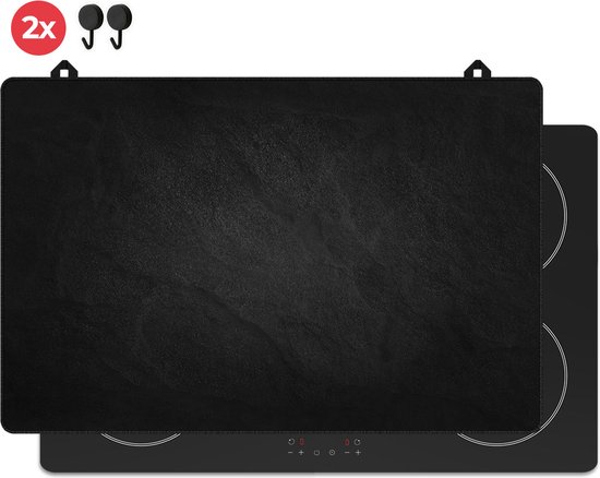 KitchyMist Inductie Beschermer 80x52 cm - Stenen Muur in het Zwart - Kookplaat Beschermer - Afdekplaat voor Kookplaat - Inductie Mat - Spatscherm Achterwand Keuken