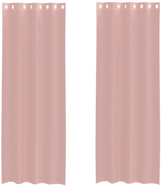 vidaXL - Rideaux - Voile - avec - œillets - 2 - pièces - 140x260 - cm - rose