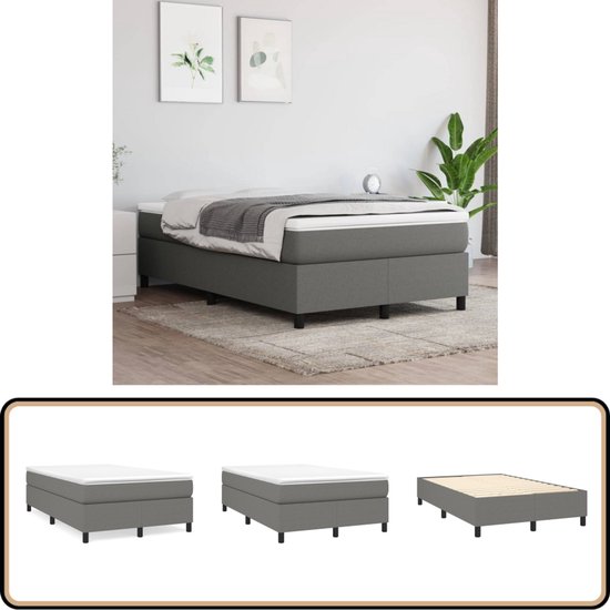 vidaXL Donkergrijs Bedframe 120x200 cm Stof Boxspringframe - Bedframe - Donkere Kleuren - Grijs - Slaapkamer Meubels