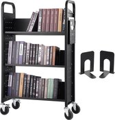 Bol.com VEVOR 79 x 385 x 125 cm Bibliotheekwagen Afruimwagen 3 Planken Koolstofstaal + Koudgewalst Plaatstaal Serveerwagen 150 k... aanbieding
