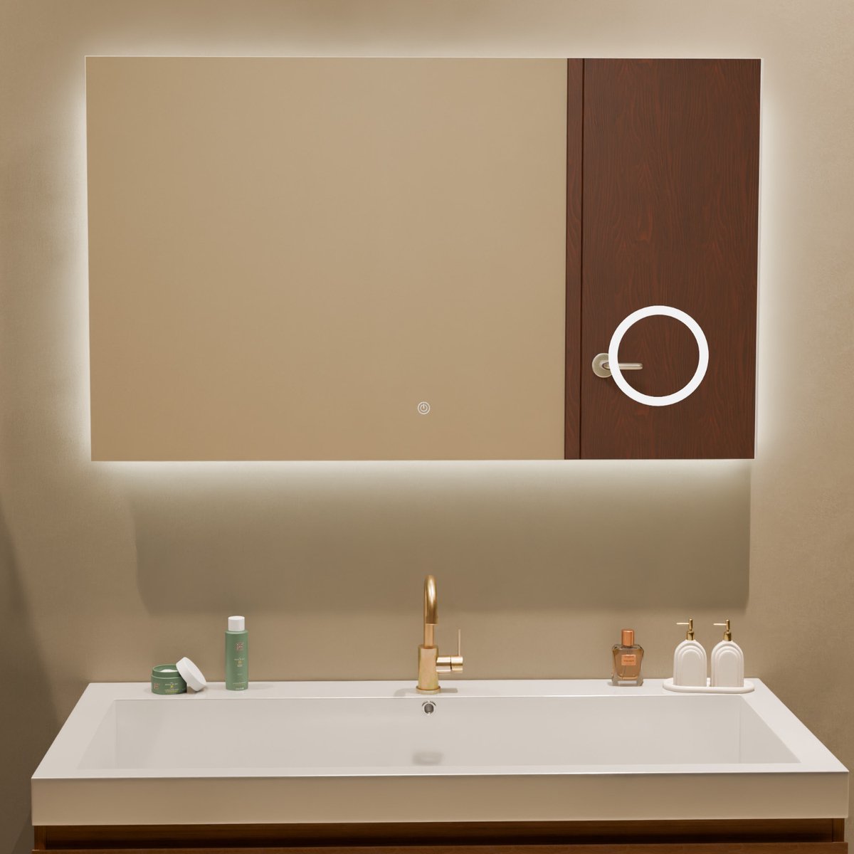 LOMAZOO Badkamerspiegel met Verlichting - Met Make-up Spiegel - Badkamer spiegel - 100 x 60 cm - Rechthoek [MARSEILLE]