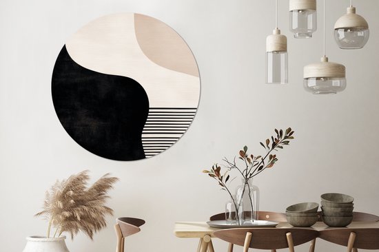 WallCircle - Cercle mural - Cercle mural - Abstrait - Japandi - Beige - Moderne - Aluminium - Dibond - 120x120 cm - Intérieur et extérieur XXL
