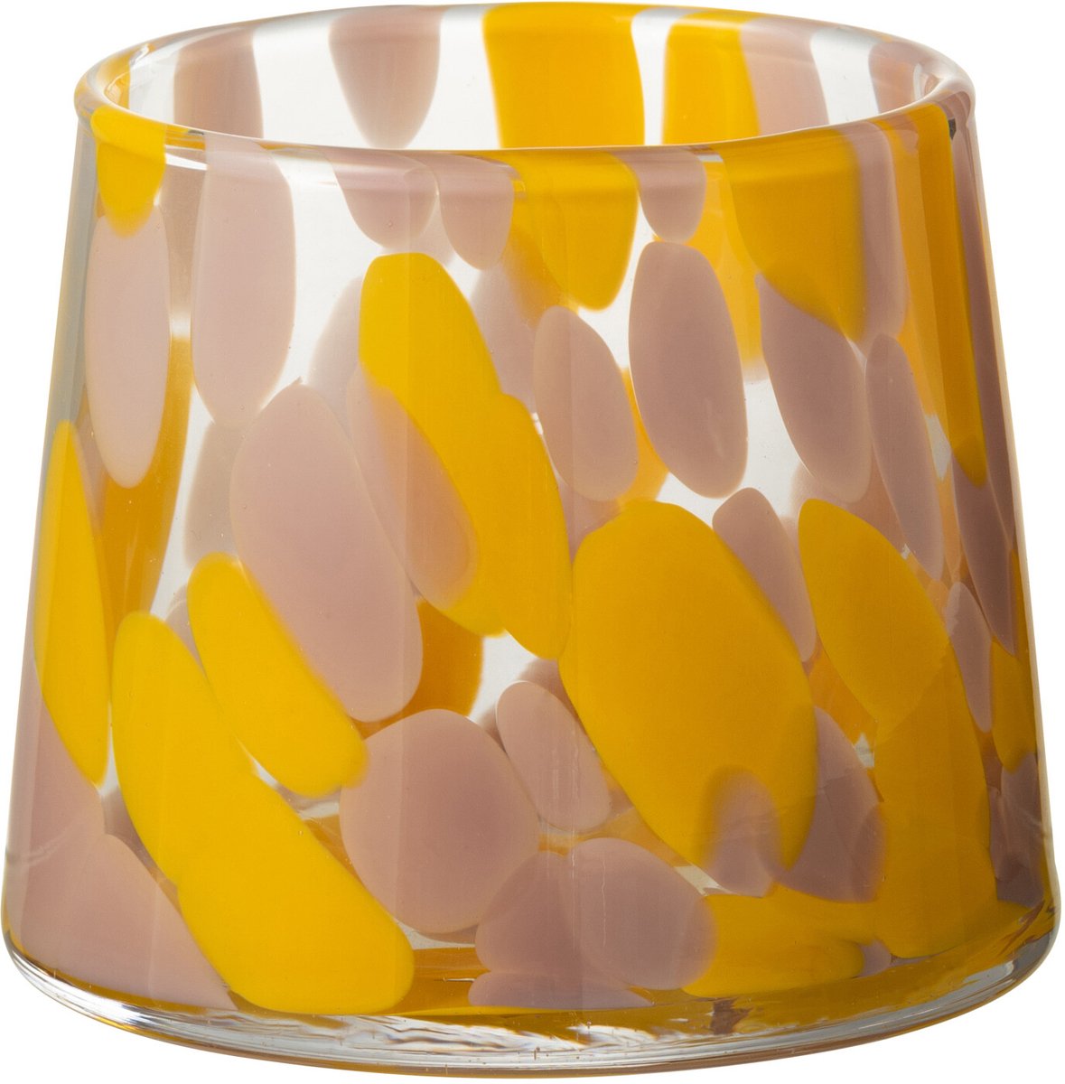J-Line windlicht Spikkels - glas - roze/oker Multi