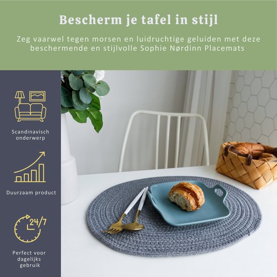 Napperons de Sophie Nordinn® - Set de table Abisko (Gris foncé) - Ensemble (4 pièces) en Katoen - 43 cm x 34 cm