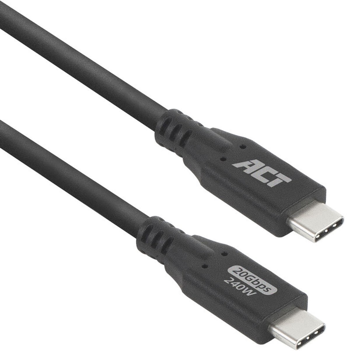 ACT AC7420 USB4® 20Gbps 240W USB Type-C® kabel | Zwart | 50 cm