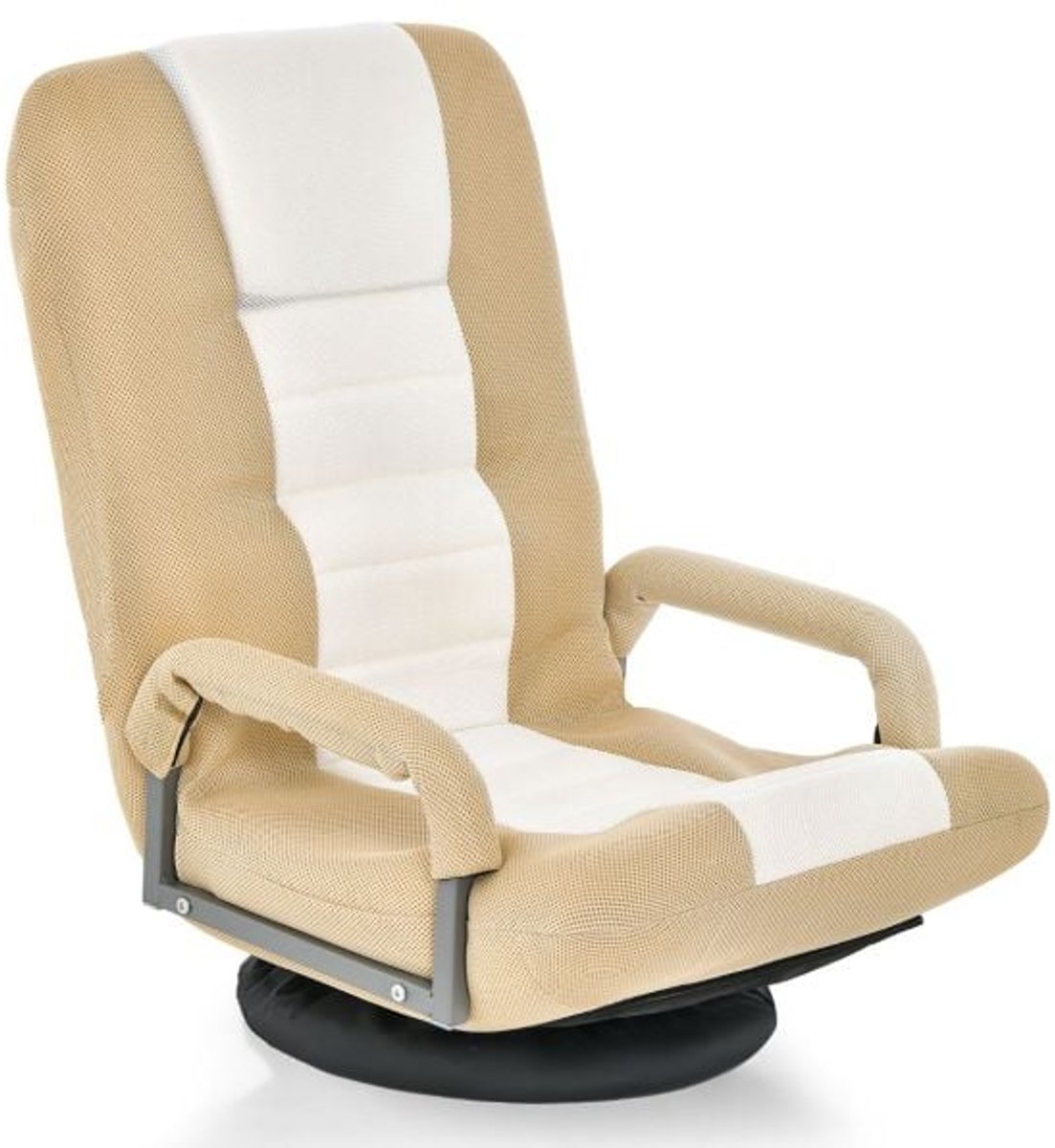 FURNIBELLA- Beige 360° Draaibare Vloerstoel met 6-voudig Verstelbare Rugleuning