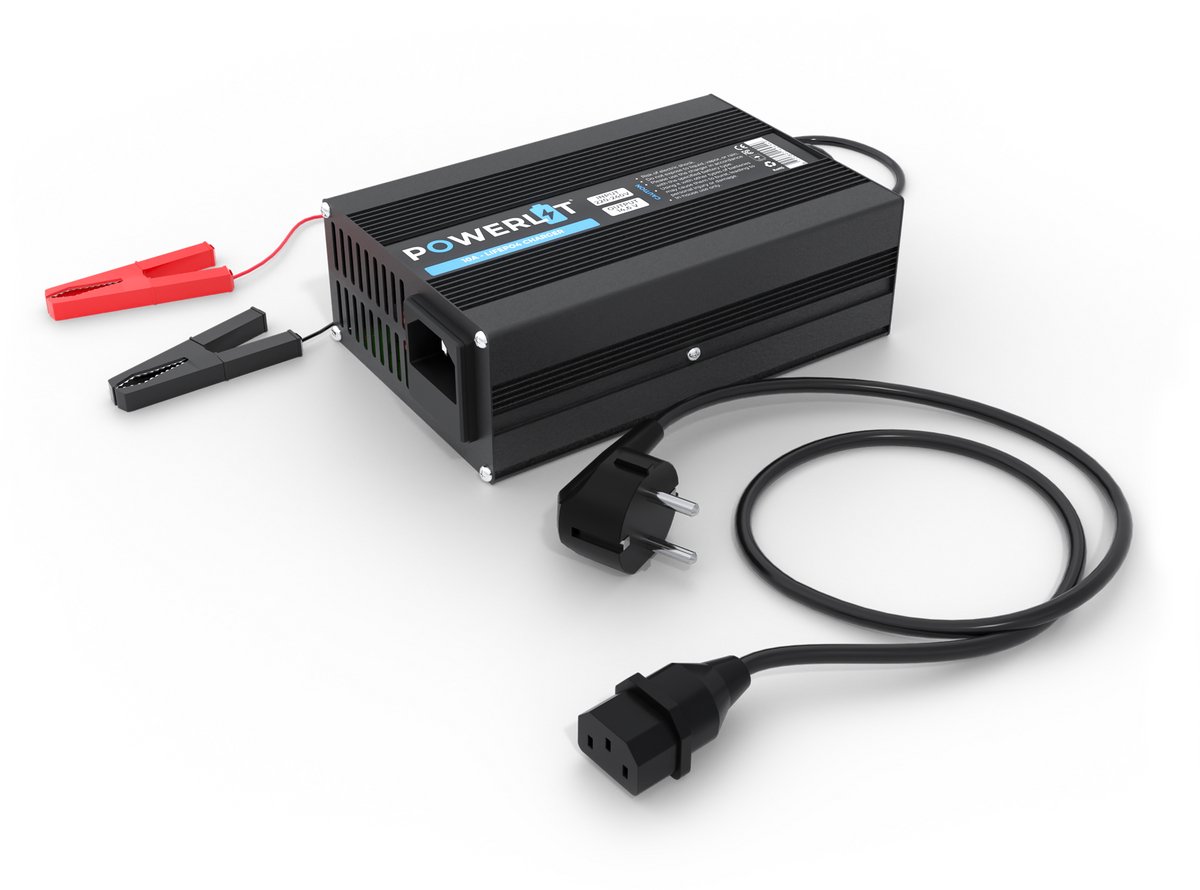 Powerlit - 12V LFP Acculader - 10A - Geschikt voor LiFePO4 Accu’s - Voor Boten, Campers en meer