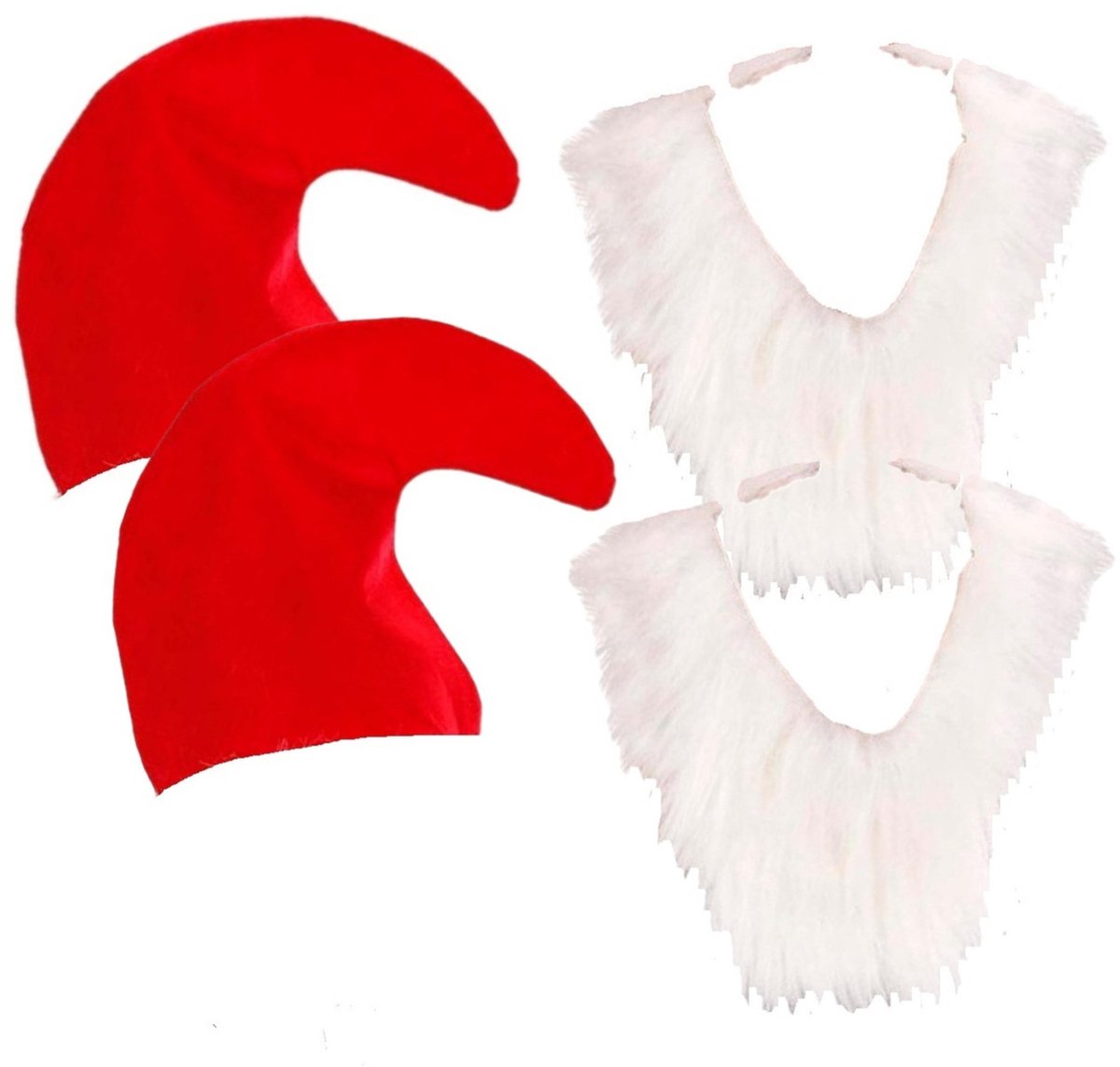 Rode Kaboutermuts - 2x - met baard en wenkbrauwen - Dwergen - verkleed accessoires