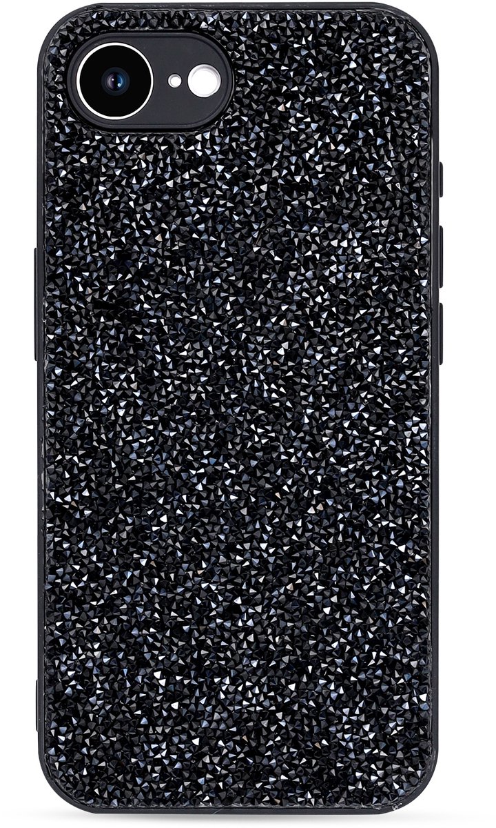 Casemania Hoesje Geschikt voor Apple iPhone 16e - Zwart - Diamant Glitter Back Cover