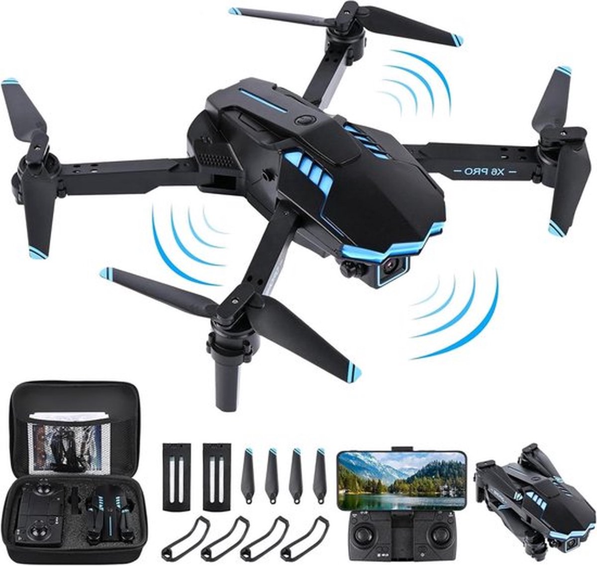1080p HD camera wifi FPV drone voor beginners - Quadcopter met 2 accu's - zwaartekrachtsensor - 3D flipmode - één-knops-start/landing - hoogtehoudmodus - headless