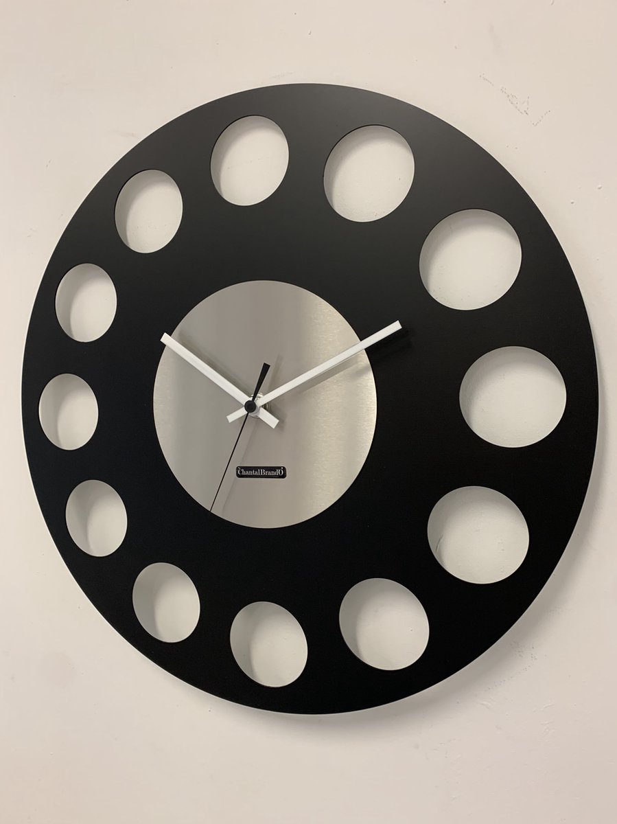 ChantalBrandO Wandklok MARAVAL Black & Silver XL Modern Design