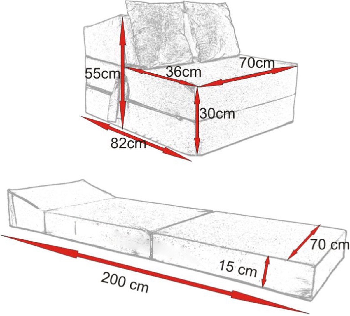 Luxe Opvouwbaar Logeermatras Navy Blauw - Camping Matras 200x70x15 cm - Met Kussens