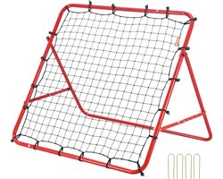 VEVOR Voetbal Rebound Net Draagbare Baffle Voetbal 48 x 48mm, Rebounder Voetbal Ijzeren Pijp en PE Net Kinderen en Tieners Voetbaldoel Rebounder Kicker voor Voetbaltraining Rood