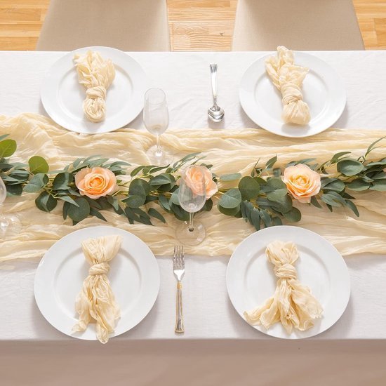 Artoid Mode Tafelloper van gaas, groen en goud, 70 x 300 cm, glitter