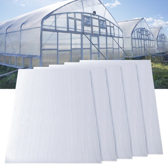 5x Feuilles de polycarbonate - 8mm double paroi - 121x60,5cm - Feuille de polycarbonate - DIY - Feuille de serre - Résistant aux UV - Transparent