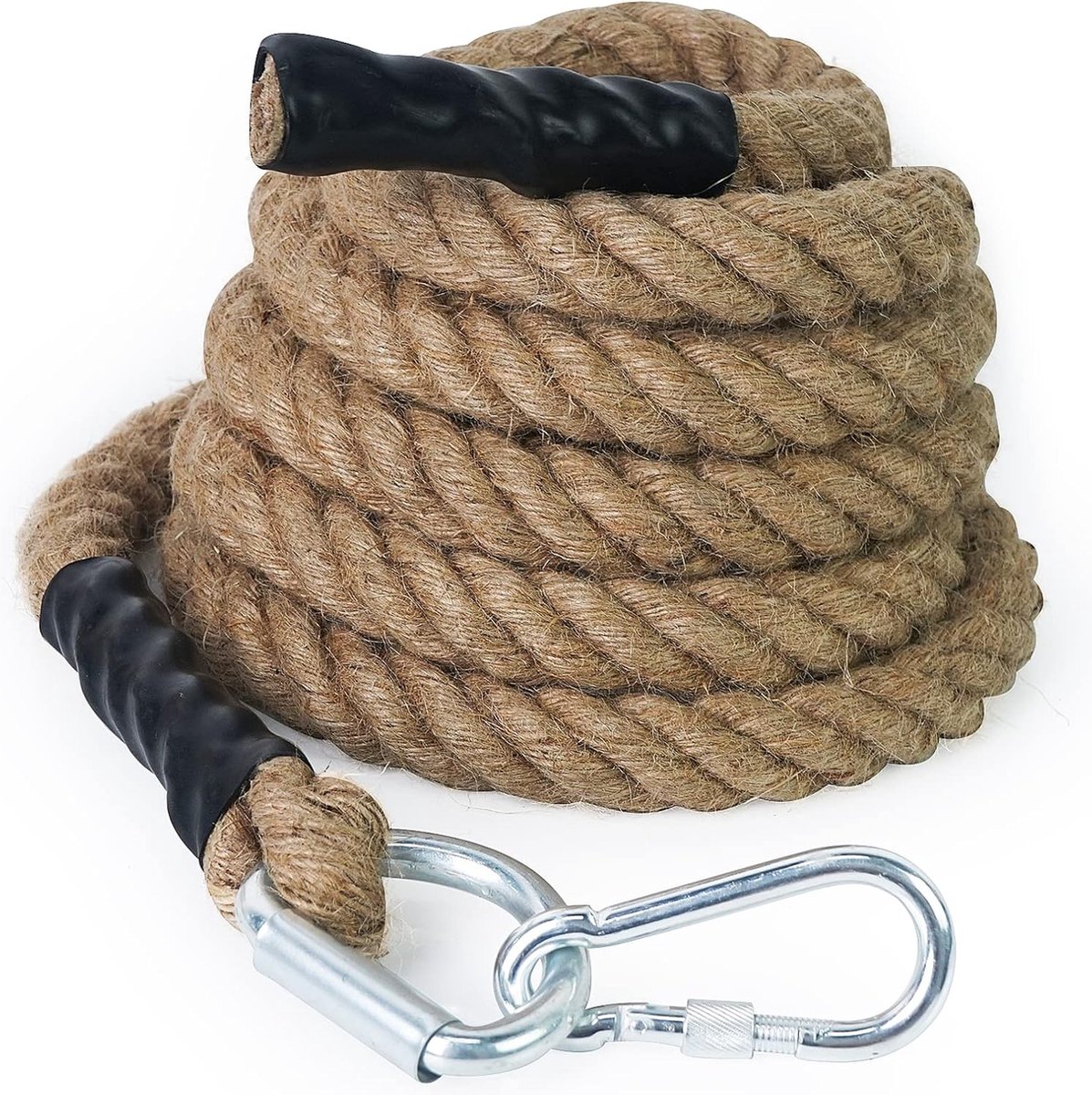 Goodivery ® Gym klimtouw met karabijnhaak 30/40/50 mm | krachttraining sporttouw, vechttouw, spiertraining 3/4/4,5/5,5/6/7,7/9,2 m