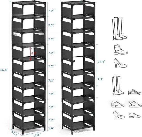 Verticaal Schoenenrek Voor Kinderen - Schattig Olifant/Konijn Design, 3 Etages