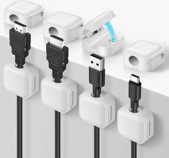 8 Stück Magnetische Kabelclips Mit Verstärktem Kleber - Kabelmanagement Für Schreibtisch, Büro & Zuhause, Vielseitig Einsetzbar