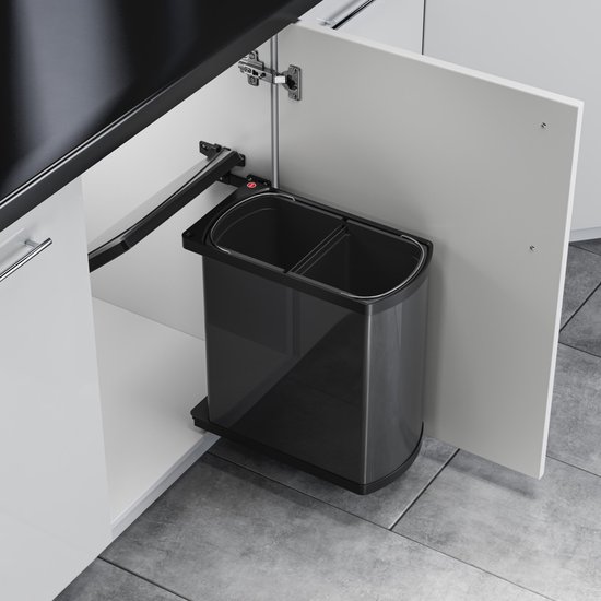 Hailo Afvalsysteem Duo-Auto 16 liter (2x8) 3416-10 kleur Rvs/Zwart