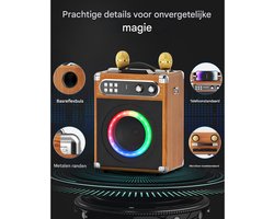 Professionele Draagbare Karaoke Machine met 2 Draadloze UHF Microfoons PA Systeem en DJ Lamp Ideaal Voor Karaoke Feesten en Bruiloften