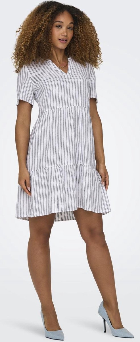 ONLY - ONLTIRI-CARO S/S V-NECK LIN DRESS CC PNT - Dames - Mini jurken