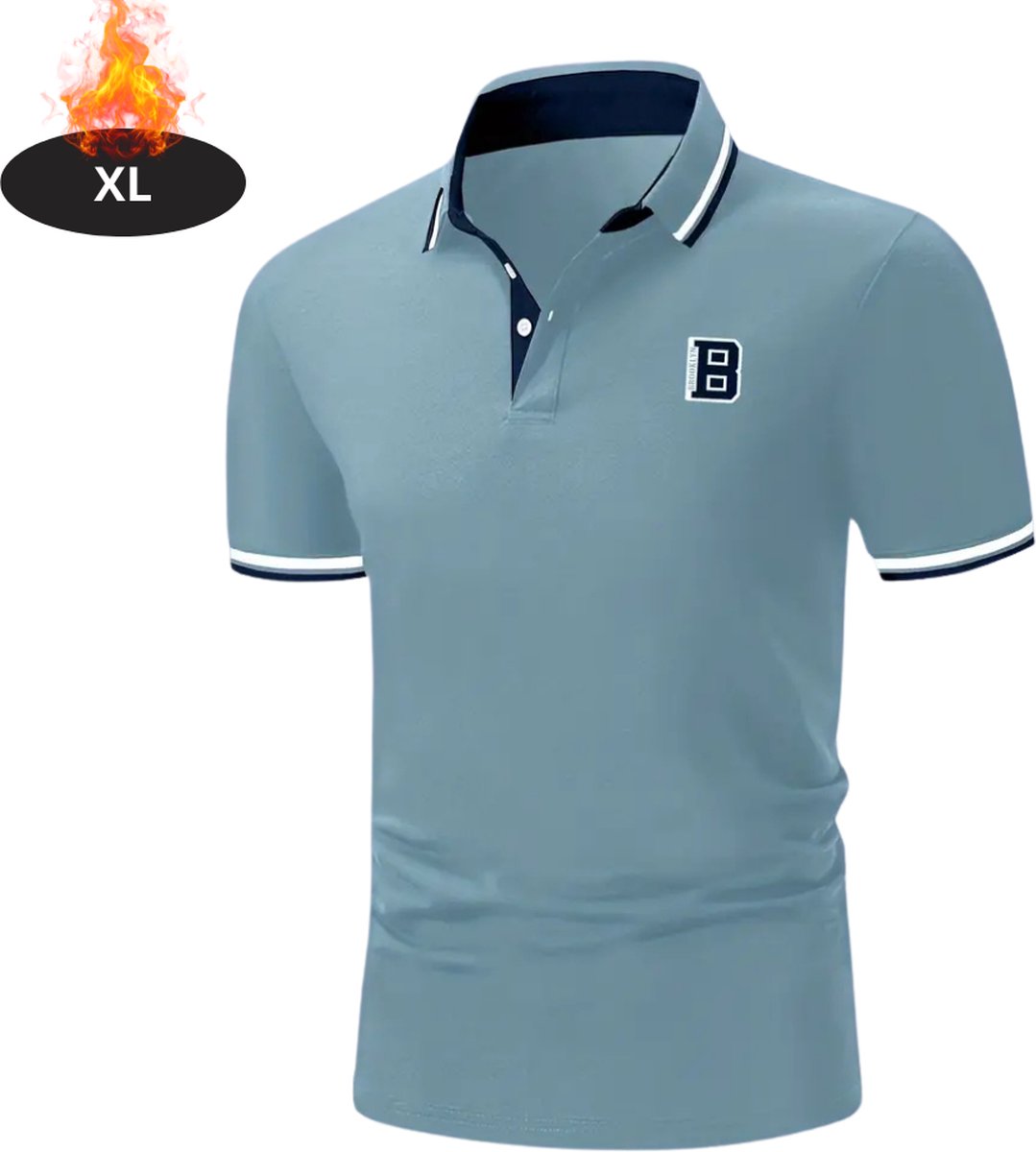 Bovista Poloshirt Heren T-Shirt Heren Shirt Overhemd Polo Shirt Lichtblauw