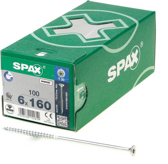 Vis pour aggloméré Spax Torx galvanisé 6,0 x 160-100 pcs