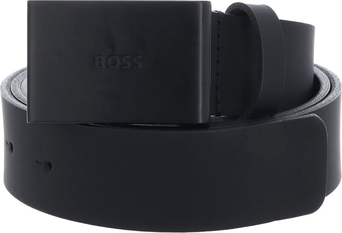 BOSS Leren Riem Tion Gum Sz35 Leather Belt W95 Black Zwart