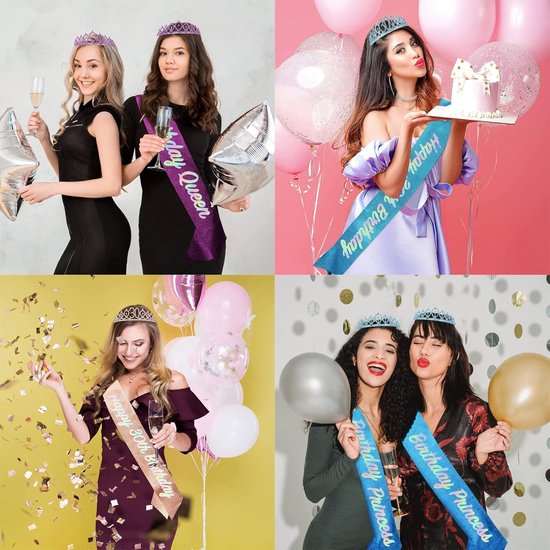 Finally 21 Set Rosé Goud Met Diadeem, Sjerp En Folie Ballon Slinger Happy Birthday Xl Sweet Sixteen Rose Goud Diadeem Tiara Ballon Sjerp Slinger
