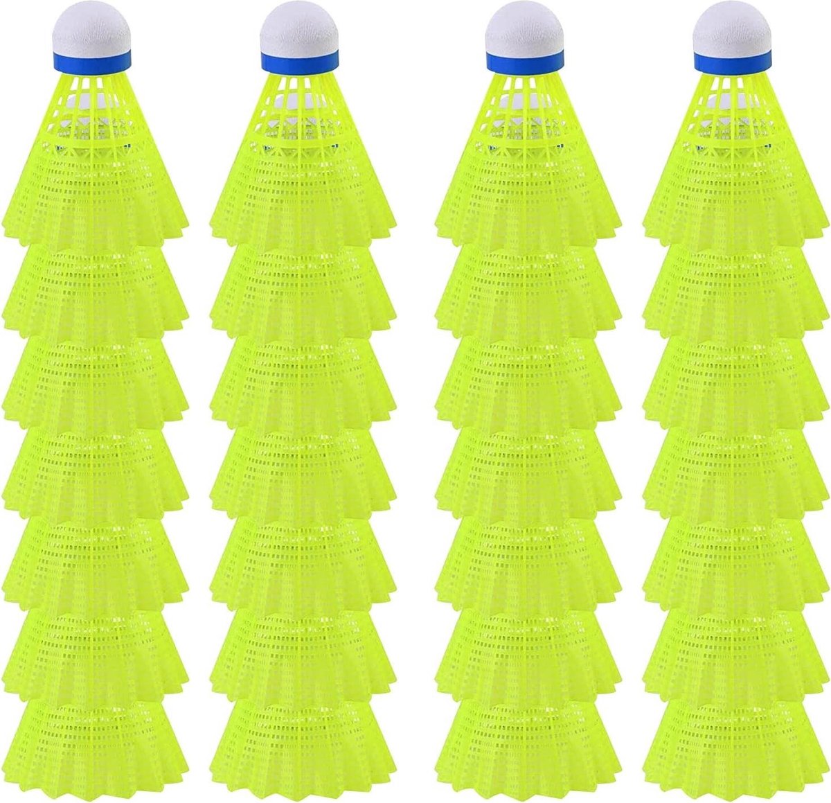 28 stuks gele nylon badmintonshuttles voor training en wedstrijd - stabiel en duurzaam .