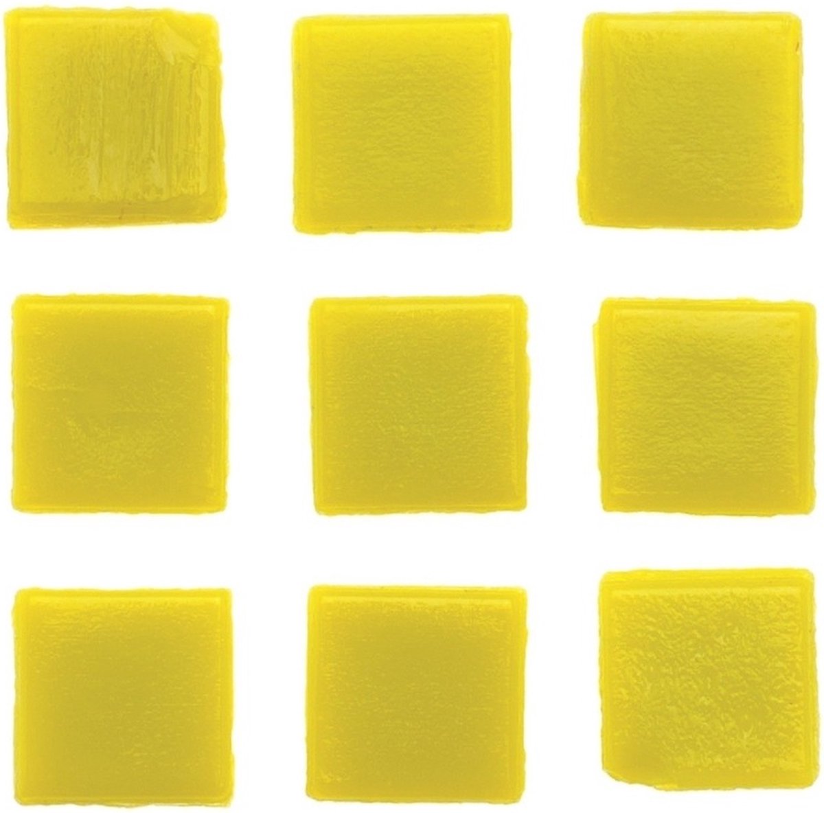 Glorex mozaiek steentjes/tegeltjes - vierkant - 120x stuks - geel - 2 x 2 cm - hobby/knutselen