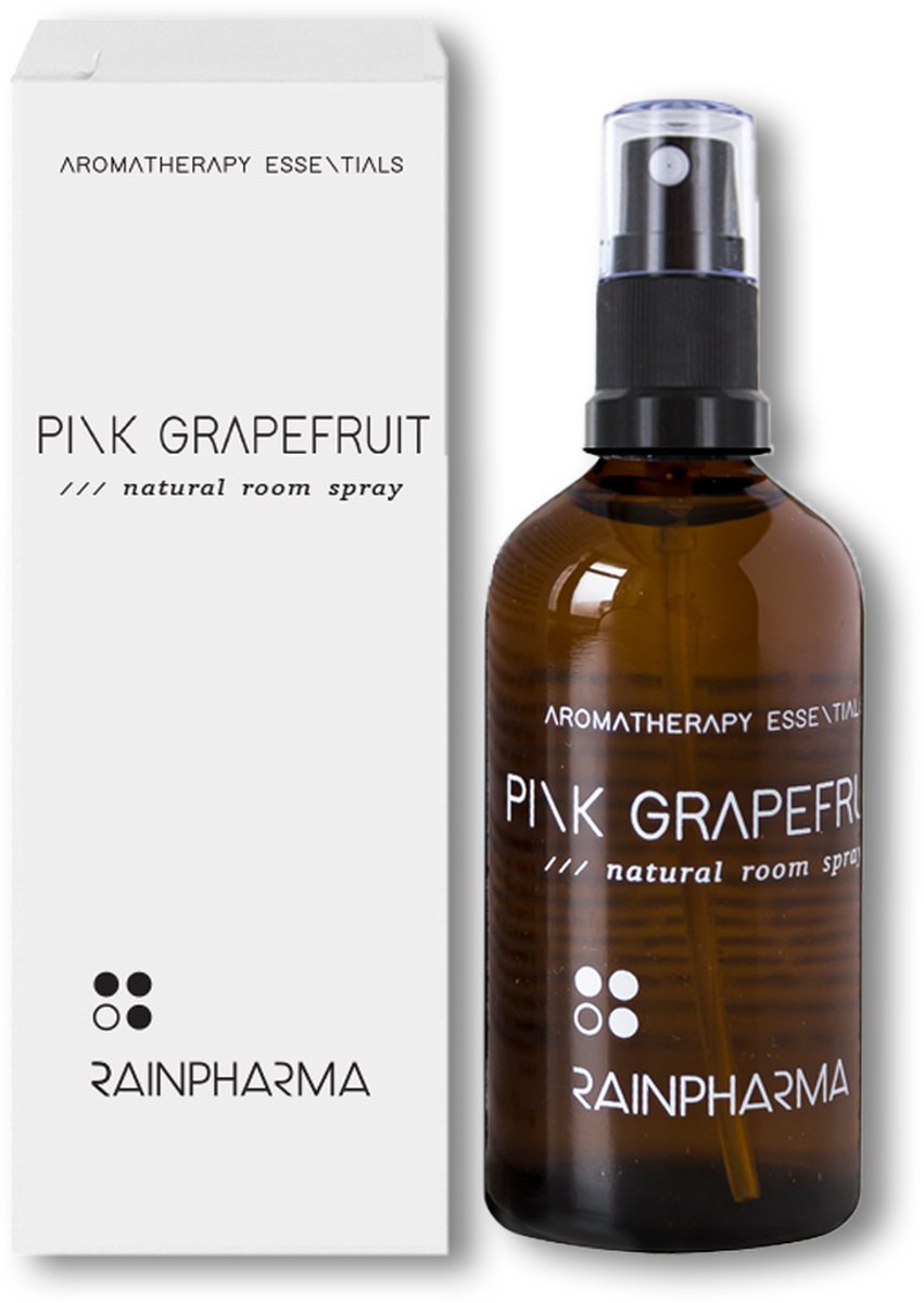 RainPharma Natural Room Spray Pink Grapefruit - 100ml – Met Pure Essentiële Olie – Intense Geur – Geschikt voor Textiel – Natuurlijk Huisparfum – Interieurspray – Luxe Woonaccessoires – Luchtverfrisser – Aromatherapie Producten