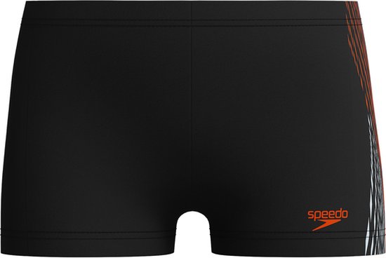 Short de bain sport Speedo Plastisol Placement Aquashort Garçons – Zwart/ Oranje