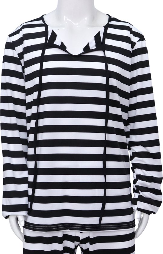 Mannequin met gestreepte lange mouwen top en broek.