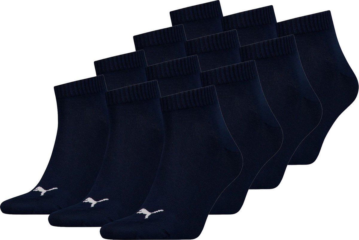 SOKKEN 12 paar Puma unisex kwartsokken sneakers 49 voor dames- en herensokken Marineblauw