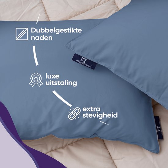 Slaapspeciaal eazydekbed Kussensloop - Grijs - 60x70 cm - Set van 2 - Zacht, Hypoallergeen, Ademend, Vochtregulerend, Dubbelgestikt & Onderhoudsvriendelijk