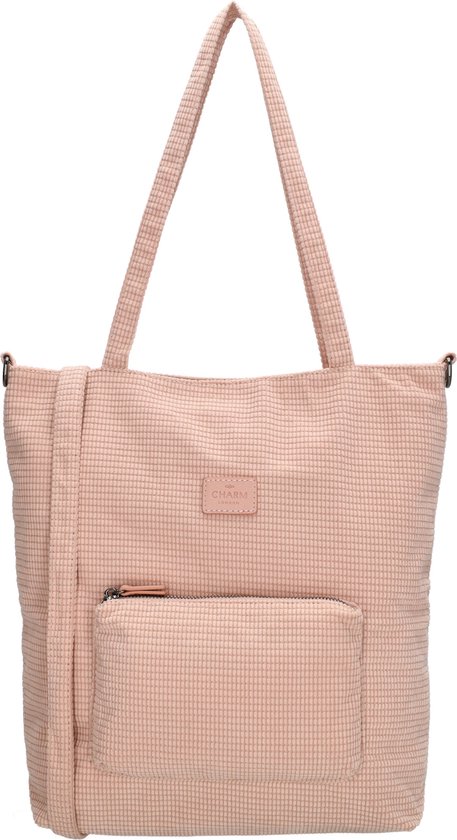 Charm London Valley Shopper - Sac à bandoulière - Bandoulière - Ajustable - Amovible - Bandoulière - Léger - Structure gaufrée - Sac fourre-tout - Rose tendre