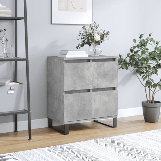 vidaXL Dressoirs 2 st 60x35x70 cm bewerkt hout betongrijs, kast, opbergkast, bijzetkast, wandkast, houten kast, opslagkast, kasten, wandkasten